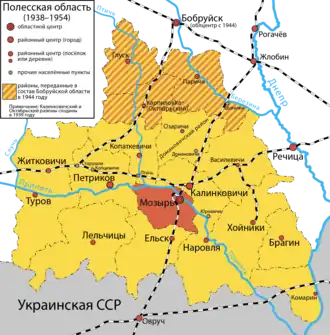 ТВД на карте бывшей Полесской области БССР