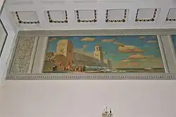 Настенное живописное панно в главном зале Казанского аэровокзала (июль 2021)