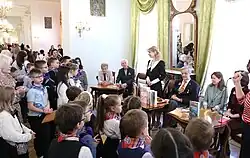 Андрей Усачёв, Виктор Лунин, Марина Тараненко, Юрий Нечипоренко, Алёна Каримова и Екатерина Соболь / Торжественная церемония открытия Всероссийской недели детской книги – 2025 в Колонном зале Дома Союзов