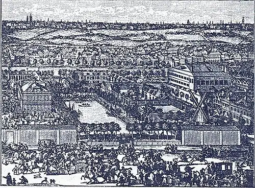 Немецкая слобода в конце XVII века.Гравюра А. Шхонебека и его учеников 1705 г.