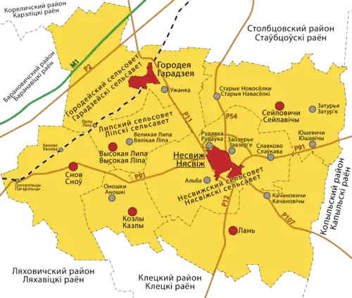Несвижский район на карте