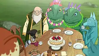 Корра на чаепитии в мире духов с дядей Айро и его друзьями