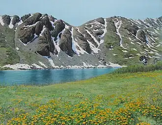 "Озеро Уйкараташ"Акварель, шелк