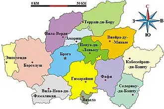 Округ Брага на карте