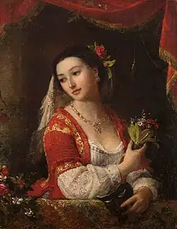 «Итальянка на балконе во время карнавала», 1855 , частное собрание.