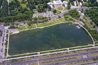 Вид на пруд с Останкинской башни летом 2013 года