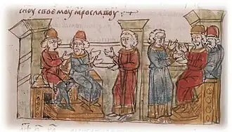 Отправление участниками Уветичского съезда посольства к Володарю и Васильку, отказ Володаря и Василька от предложения