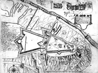 План крепости Чигирин, 1678 год из дневника Патрика Гордона