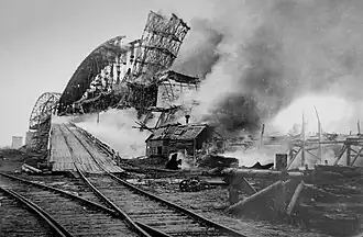 Пожар на строящемся железнодорожном мосту через Волгу в 1914 году. (Ж/д ветка ведущая к мосту).