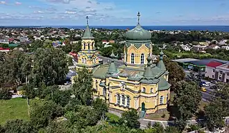 Вид с воздуха на Покровскую церковь