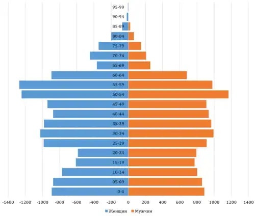 Поло-возрастная пирамида Верхнебуреинского района 1.01.2015