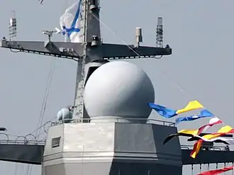 РЛС «Фуркэ-2» на корвете «Стерегущий» (под радиопрозрачным  укрытием).