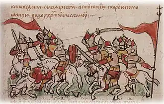 Разгром и пленение остатков половецкого войска полком Владимира Глебовича Переяславского.