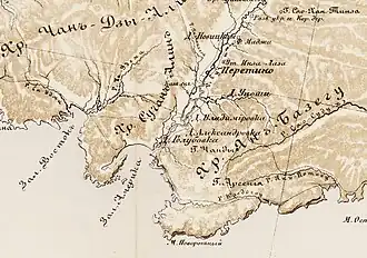 Хребет Сучан-Алинь на карте 1883 года
