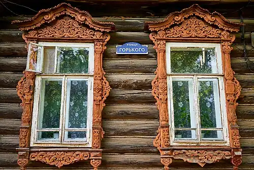 Резные наличники на доме по улице Горького
