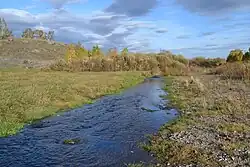 Вид на нижнее течение Кабанки за посёлком Каменский осенью 2019 года