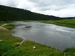Койва в нижнем течении возле посёлка Кусье-Александровский летом 2010 года