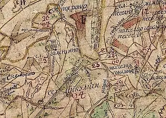 Речка Поскакуша на карте 1797 года