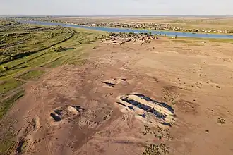 Вид на раскопки Самосдельского городища с воздуха