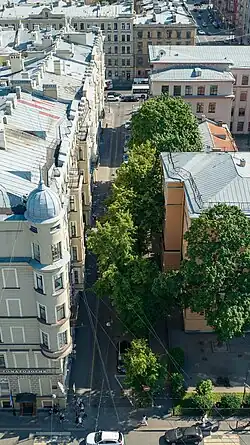 Мелитопольский переулок с воздуха со стороны Фурштатской улицы