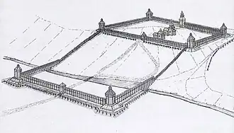 Реконструкция Саранского кремля после расширения 1653 года. Вид с юго-восточной стороны.