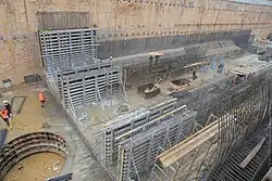 Монолитное строительство станционного комплекса в котловане