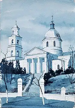 Богдановский В.С. Вознесенский собор. Белгород-Днестровский. 1970 год, 36х25, бумага, парафин, чернила