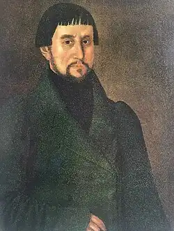 Портрет угличского купца Семёна Шапошникова кисти Ивана Тарханова, 1829 г. Изображаемый подстрижен под калитку