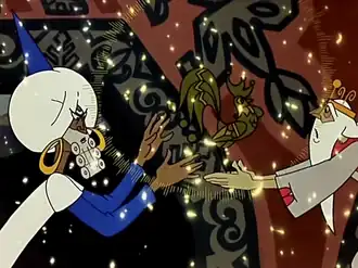 Додон получает золотого петушка