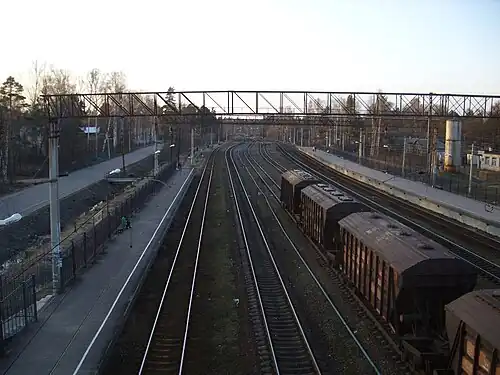 Путевое развитие станции Вырица, вид на север