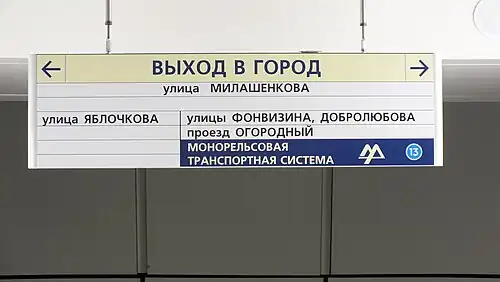 Старый указатель с направлением выходов в город