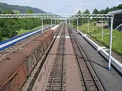 Путевое развитие станции Дивногорск, вид на восток