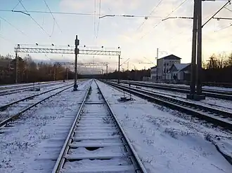 Пути станции.  Вид в сторону ст. Деревянка.