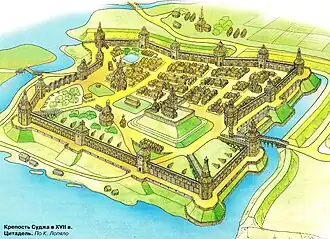 Суджанская крепость в XVII веке по К. Лопяло