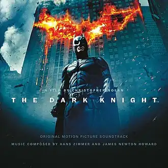 Обложка альбома Ханса Циммера и Джеймса Ньютона Ховарда «The Dark Knight(Original Motion Picture Soundtrack)» ()