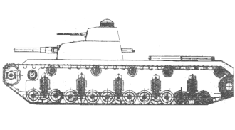 Проектный чертёж танка Т-30. Вид с левого борта.