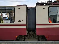 Узел сочленения ЛВС-86 на примере трамвая №5129 на маршруте №47, Санкт-Петербург