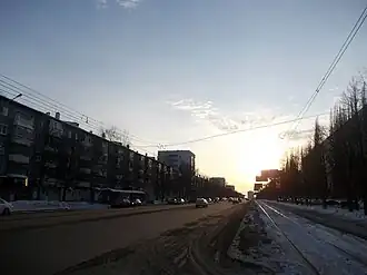 Улица Зорге в Уфе в районе Дворца спорта