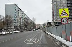 Улица Сыртлановой: вид со стороны улицы Хусаина Мавлютова (декабрь 2019)