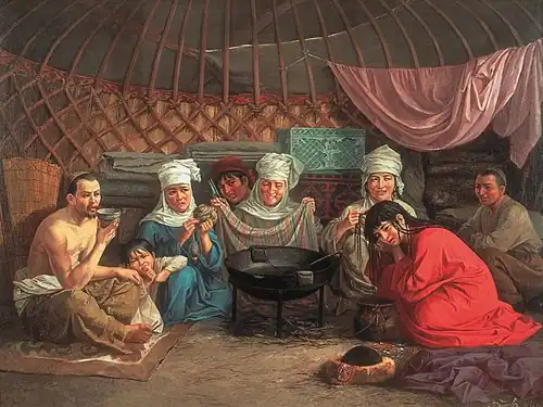 «В юрте».Российская империя, Степное генерал-губернаторство, Семиреченская область, 1891 г.Государственный музей искусств Республики Казахстан имени Абылхана Кастеева.