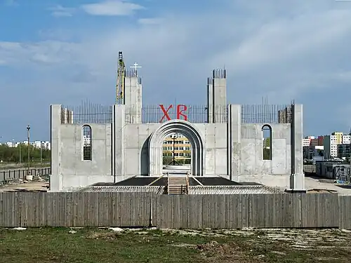 Строительство храма, май 2008 года