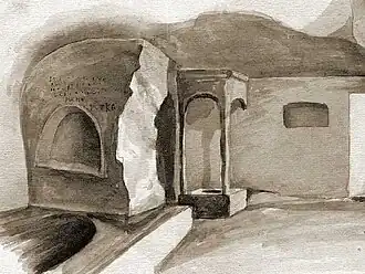 Храм с крещальней, акварель Струкова, 1867 г.