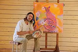 Георгий Фомиряков в своей мастерской, 2015. Фотография Г. Н. Иванова-Оркова.