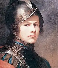 Автопортрет в шлеме и латах. 1792Холст, масло. 56,5 × 41,5 смРусский музей, Санкт-Петербург