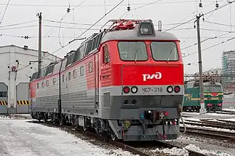 Электровоз ЧС7-319 в локомотивном депо Москва-Курская