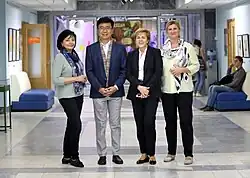 Вице-президент IBBY Анастасия Архипова, президент IBBY Чжан Минчжоу, директор РГДБ Мария Веденяпина и исполнительный директор ассоциации "Растим читателя" Анжела Лебедева в РГДБ