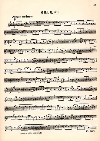 Ноты мелодии танца в сборнике «Армянские народные песни и танцы» Татула Алтуняна (Ереван, 1958)