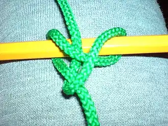 Шахтёрский узелШтык на мачте, который хорошо держит.