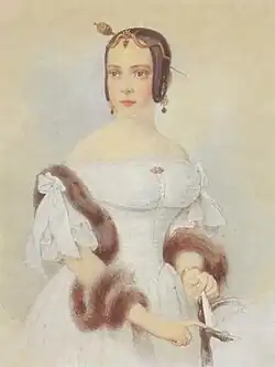 Акварель А.П.БрюлловаПортрет Александры Фёдоровны Шуберт 1840-е гг.