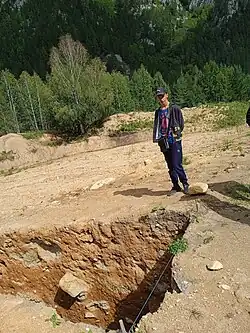 Исследовательский шурф сезона 2022 года на стоянке Карама